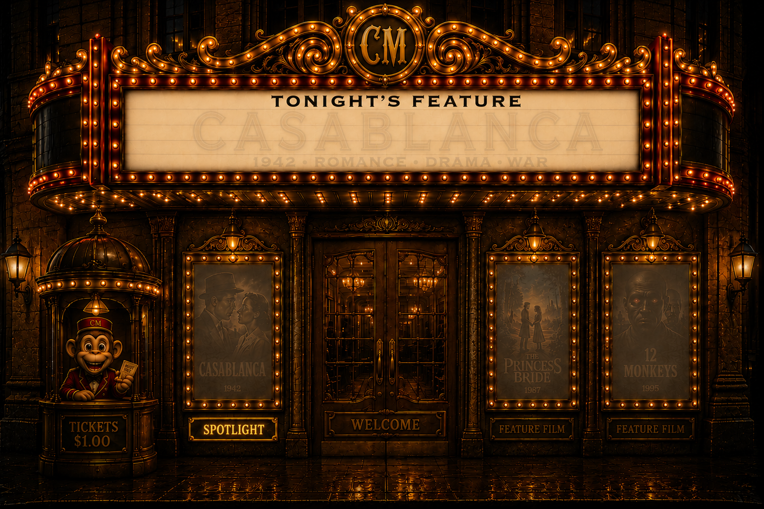 Ornate Chunky Monkey Movie Palace exterior